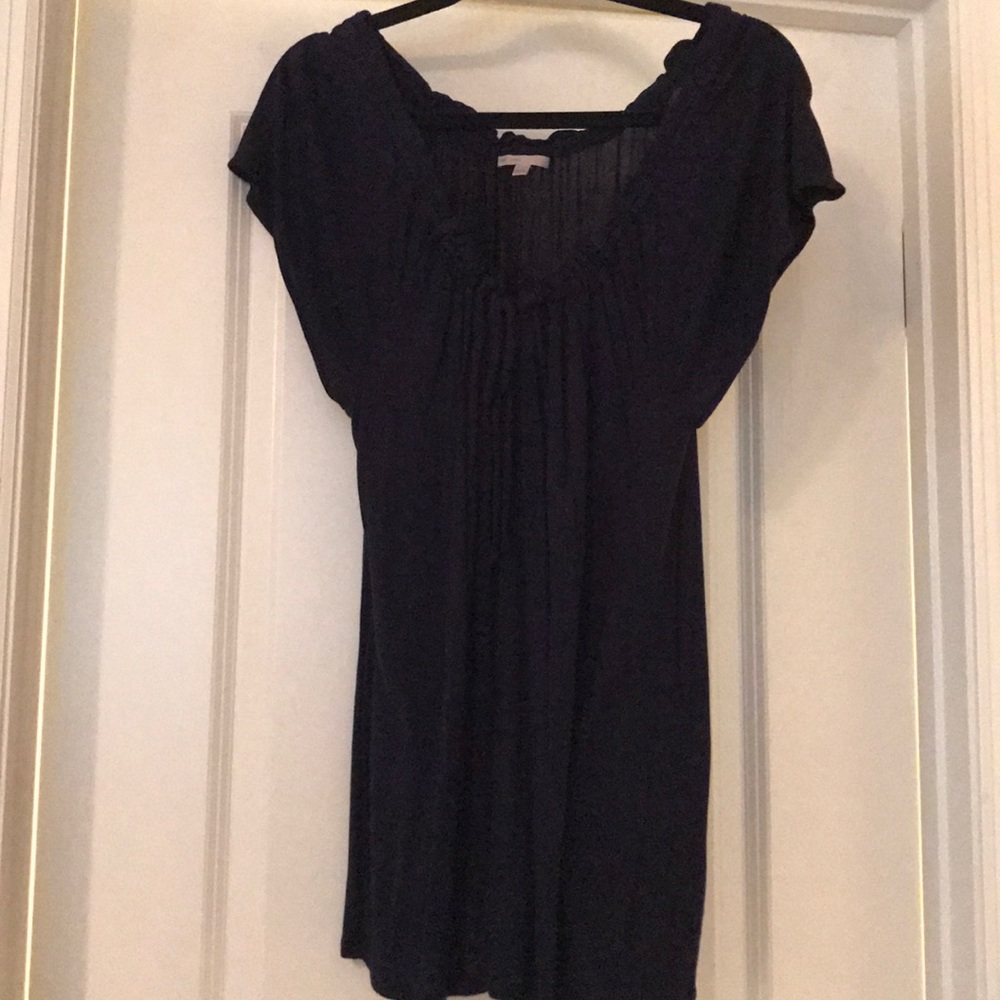 Navy blue flowy tied top